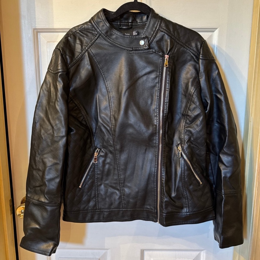 Faux Leather Jacket Black Size 14 NWOT